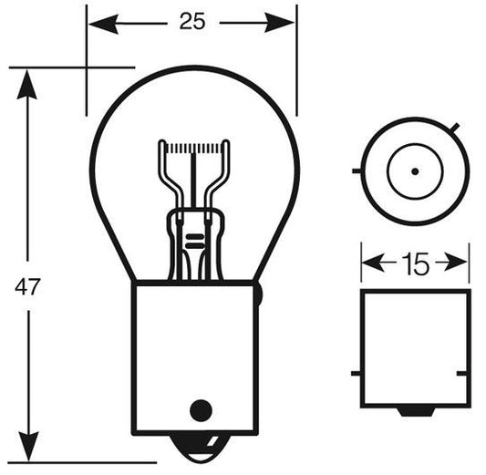 BOMBILLA 1 FILAMENTO 12V 21W AMBAR